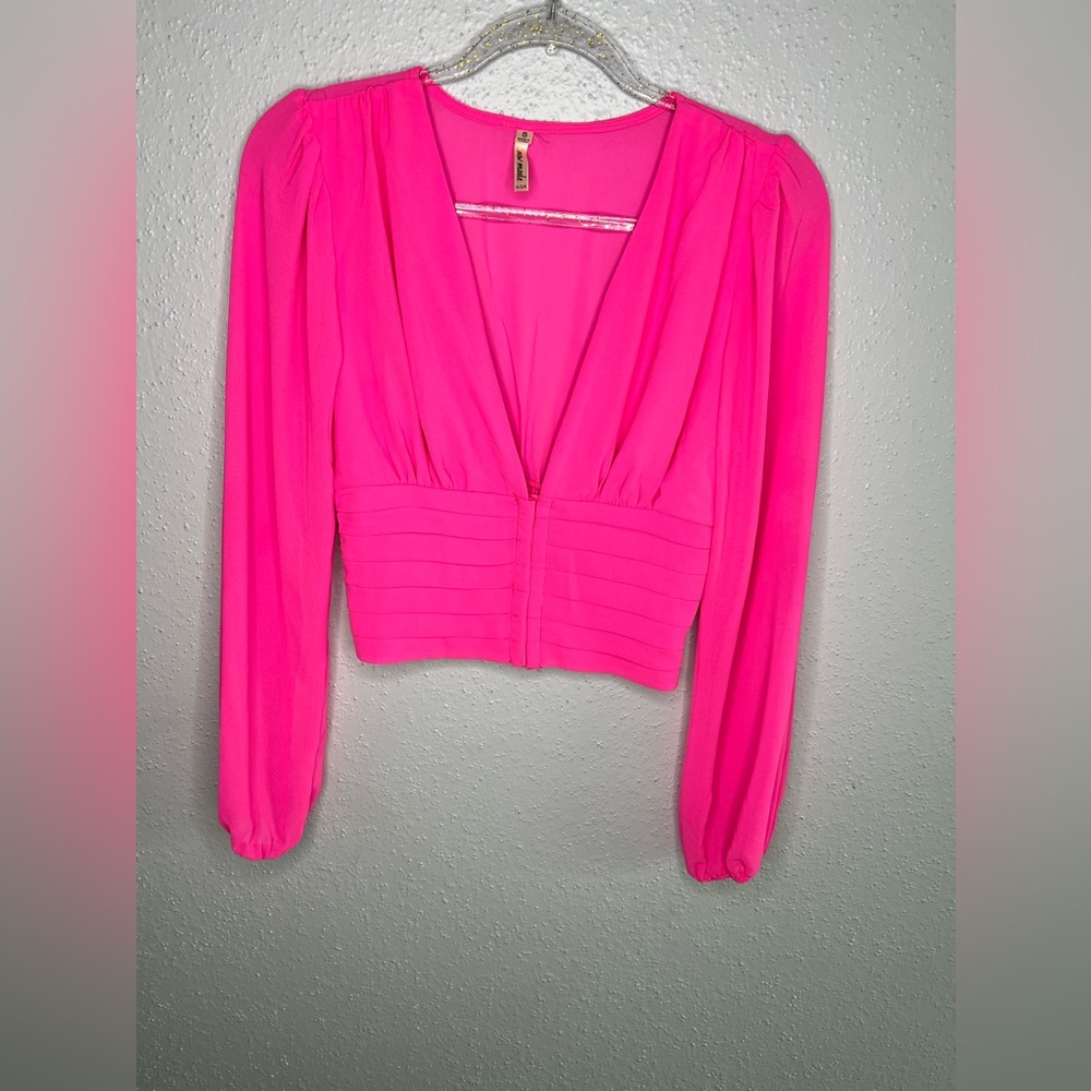 New Mode Usa Pink Cropped Corset Long Sleeved Top S